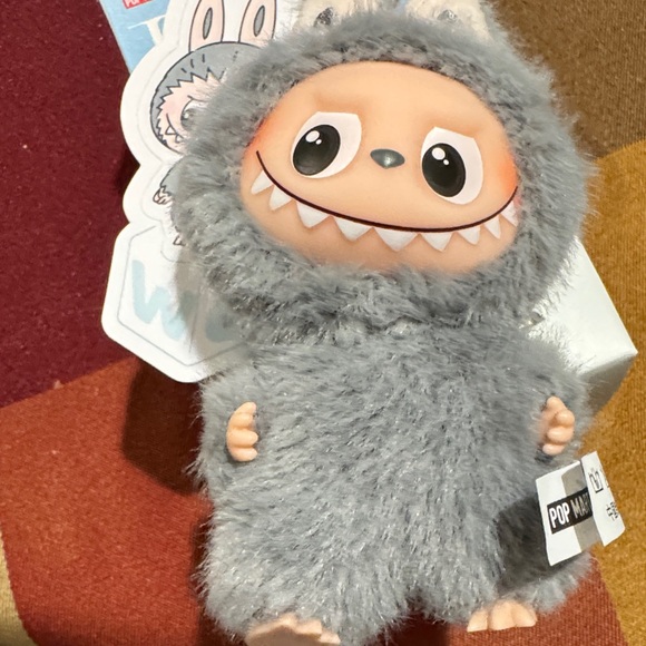 Labubu Gray Furry Monster Plush Toy bag charm - Picture 1 of 2